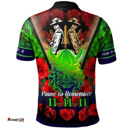 Amazing Aussie Canberra Raiders Custom Remembrance Day Pause To Remember Polo Shirt
