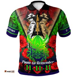 Amazing Aussie Canberra Raiders Custom Remembrance Day Pause To Remember Polo Shirt