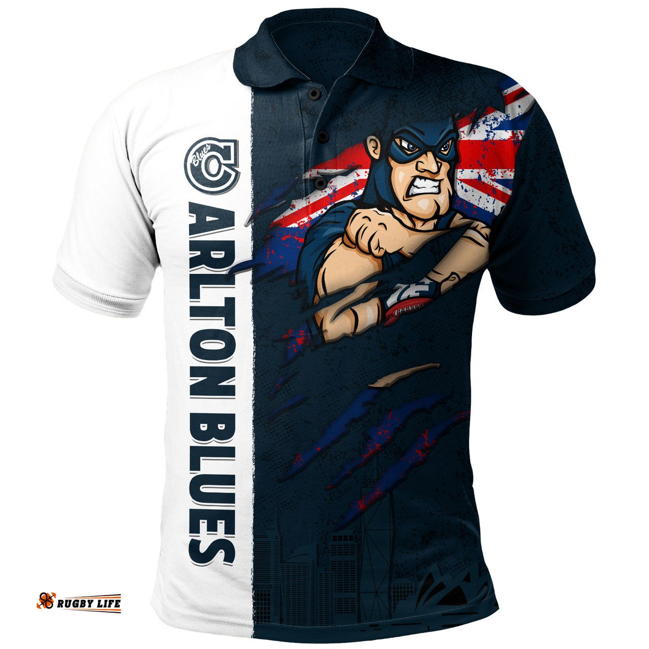 Amazing Aussie Carlton Burning Passion Of Power Scratch Style Polo Shirt