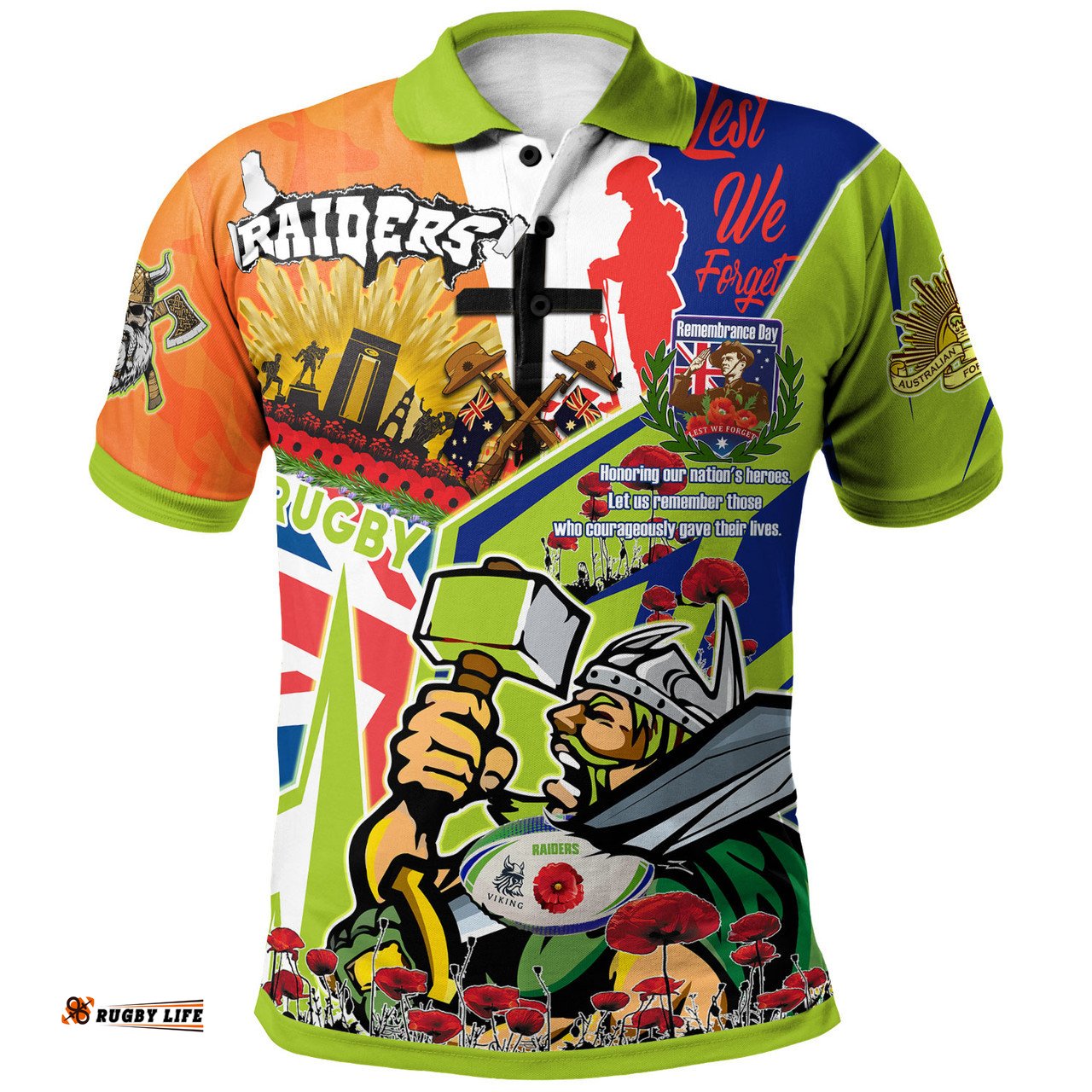 Amazing Aussie Canberra Raiders Custom Remembrance Canberra Raiders Anzac Quote With Poppy And Rosemary Polo Shirt