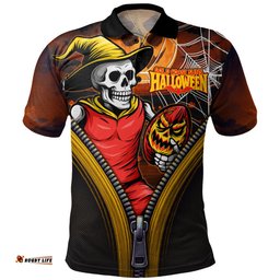 Amazing Aussie Gold Coast SUNS Halloween Night Reaper Zipper Polo Shirt