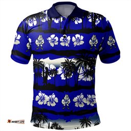 Amazing Aussie Canterbury Bankstown Bulldogs Tropical Hibiscus and Coconut Trees Polo Shirt