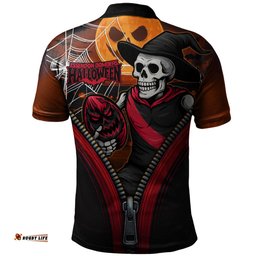 Amazing Aussie Essendon Halloween Night Reaper Zipper Polo Shirt