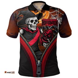 Amazing Aussie Essendon Halloween Night Reaper Zipper Polo Shirt