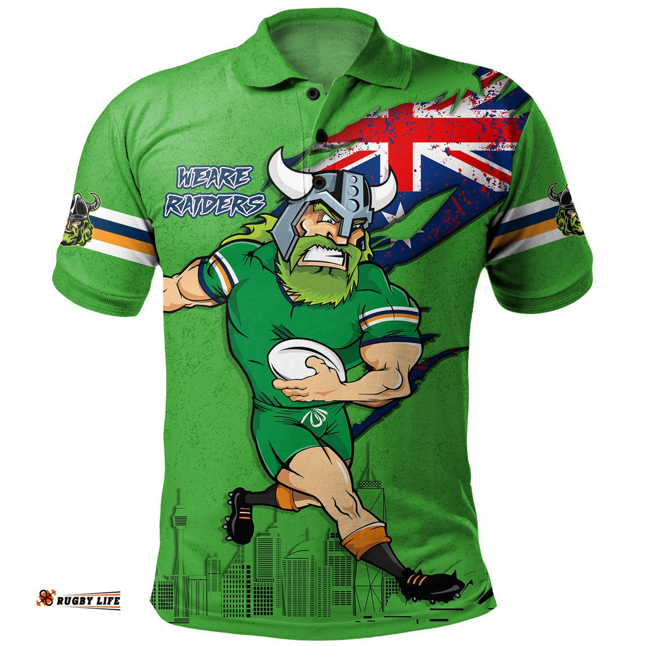 Amazing Aussie Canberra Raiders Custom For Die Hard Fan Australia Flag Scratch Style Polo Shirt