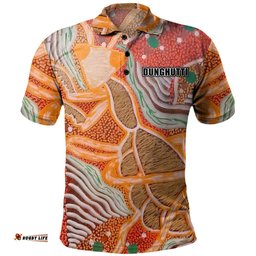 Amazing Aussie (Dunghutti) Custom Australia Aboriginal Art Orange Polo Shirt