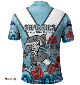 Amazing Aussie Cronulla Sutherland Sharks Anzac Custom Up Up The Heroes Polo Shirt