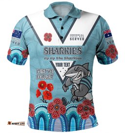 Amazing Aussie Cronulla Sutherland Sharks Anzac Custom Up Up The Heroes Polo Shirt