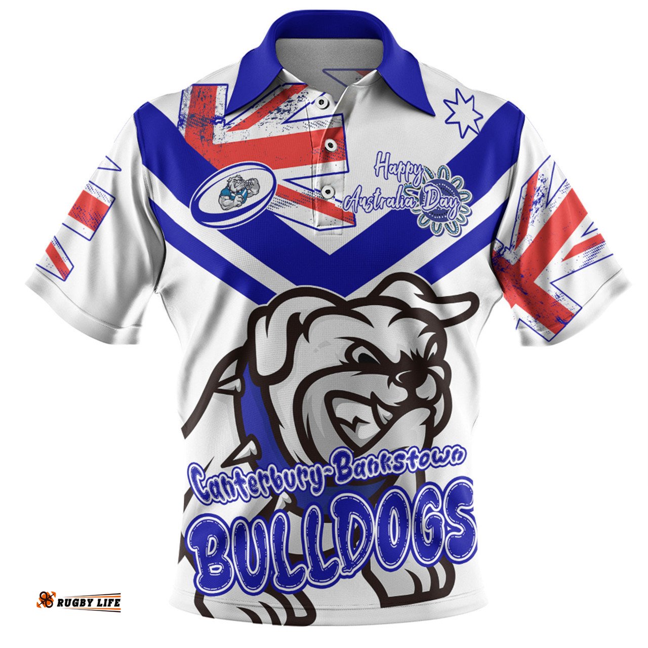 Amazing Aussie Canterbury Bankstown Bulldogs Happy Australia Day We Are One And Free V2 Polo Shirt