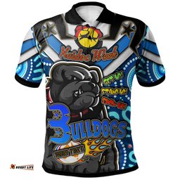 Amazing Aussie Canterbury Bankstown Bulldogs Custom Naidoc Week "Get up! Stand up! Show up!" Canterbury Bankstown Bulldogs And Ball Aboriginal Inspired Patterns Polo Shirt