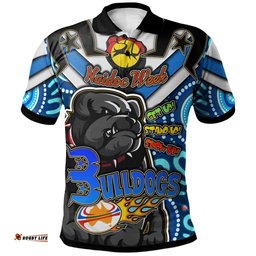 Amazing Aussie Canterbury Bankstown Bulldogs Custom Naidoc Week "Get up! Stand up! Show up!" Canterbury Bankstown Bulldogs And Ball Aboriginal Inspired Patterns Polo Shirt