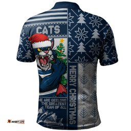 Amazing Aussie Geelong Cats Merry Christmas Knit Style Festive Spirit Polo Shirt