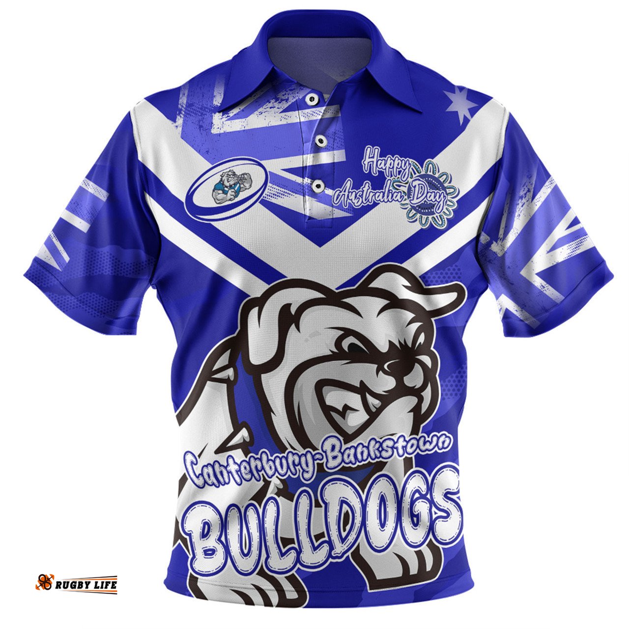 Amazing Aussie Canterbury Bankstown Bulldogs Happy Australia Day We Are One And Free Polo Shirt