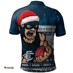 Amazing Aussie Carlton Merry Christmas Down Under Footy Power Style Polo Shirt