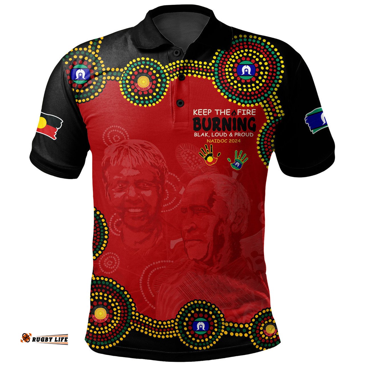 Amazing Aussie (Custom) Australia Indigenous Culture Naidoc Week Keep The Fire Burning! Blak, Loud & Proud Polo Shirt