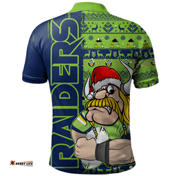 Amazing Aussie Canberra Raiders Merry Ugly Xmas Nordic Pattern Style Polo Shirt