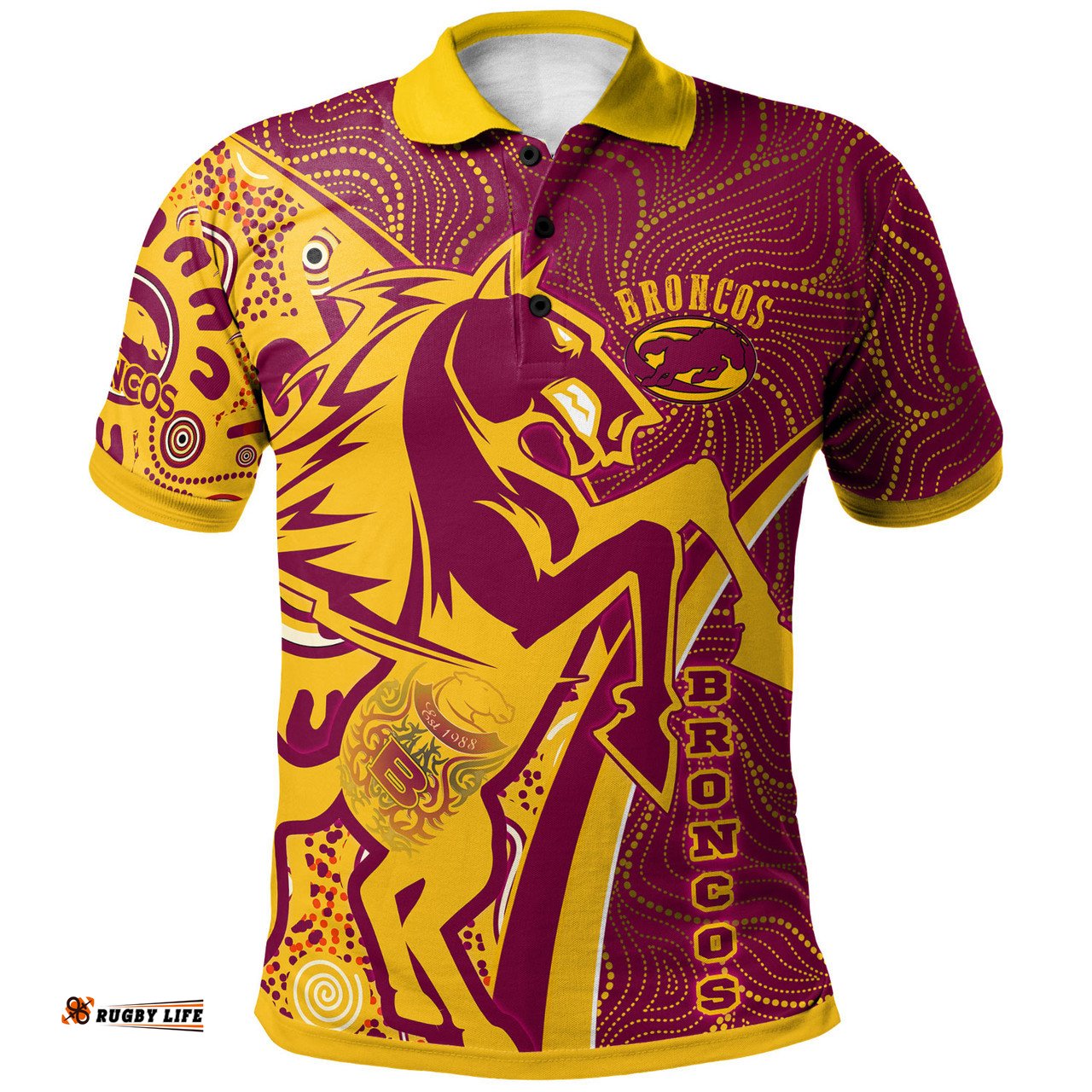 Amazing Aussie Brisbane Broncos Custom Broncos Pride With Tattoo And Art Personalised Name And Number Polo Shirt