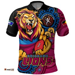 Amazing Aussie Brisbane Lions Power Through Generations NAIDOC Edition Polo Shirt