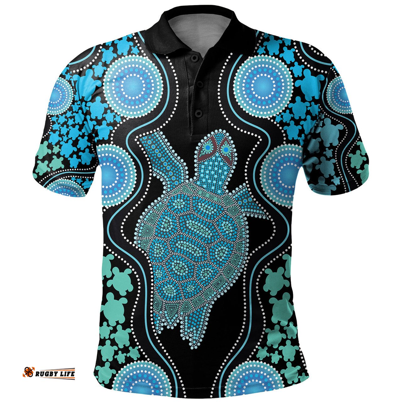 Amazing Aussie Australia Aboriginal Art Color Turtle Inspired Polo Shirt