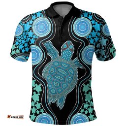 Amazing Aussie Australia Aboriginal Art Color Turtle Inspired Polo Shirt