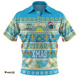 Amazing Aussie Gold Coast Titans Christmas Aboriginal Custom Indigenous Knitted Ugly Xmas Style Polo Shirt