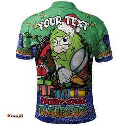 Amazing Aussie Canberra Raiders Christmas Custom Merry Christmas Our Beloved Team With Aboriginal Dot Art Pattern Polo Shirt