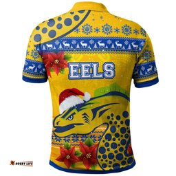 Amazing Aussie Parramatta Eels Christmas Custom Parramatta Eels Aboriginal Inspired and Poinsettia Xmas Polo Shirt