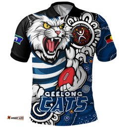 Amazing Aussie Geelong Cats Power Through Generations NAIDOC Edition Polo Shirt