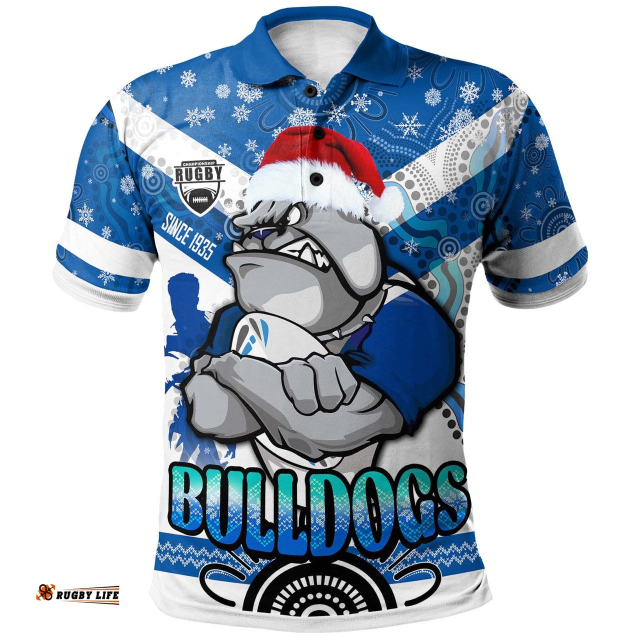 Amazing Aussie Canterbury Bankstown Bulldogs Christmas Custom Canterbury Bankstown Bulldogs Aboriginal Inspired Christmas Polo Shirt