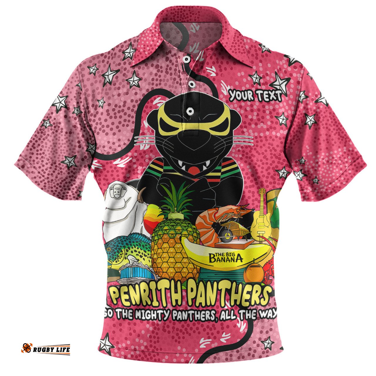Amazing Aussie Penrith Panthers Custom Australian Big Things (Pink) Polo Shirt