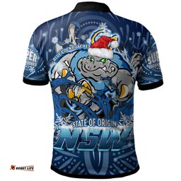 Amazing Aussie Cockroaches Christmas Custom NSW Blues Cockroaches Mascot With Aboriginal Inspired Christmas Polo Shirt