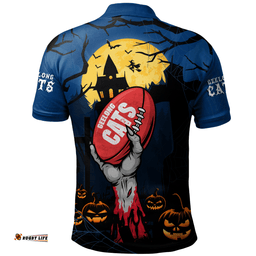 Amazing Aussie Geelong Cats Full Moon Fever Halloween Supporter Polo Shirt