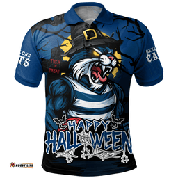 Amazing Aussie Geelong Cats Full Moon Fever Halloween Supporter Polo Shirt