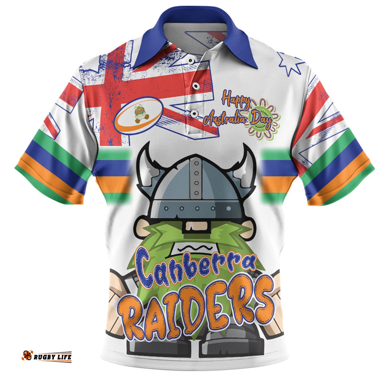 Amazing Aussie Canberra Raiders Happy Australia Day We Are One And Free V2 Polo Shirt