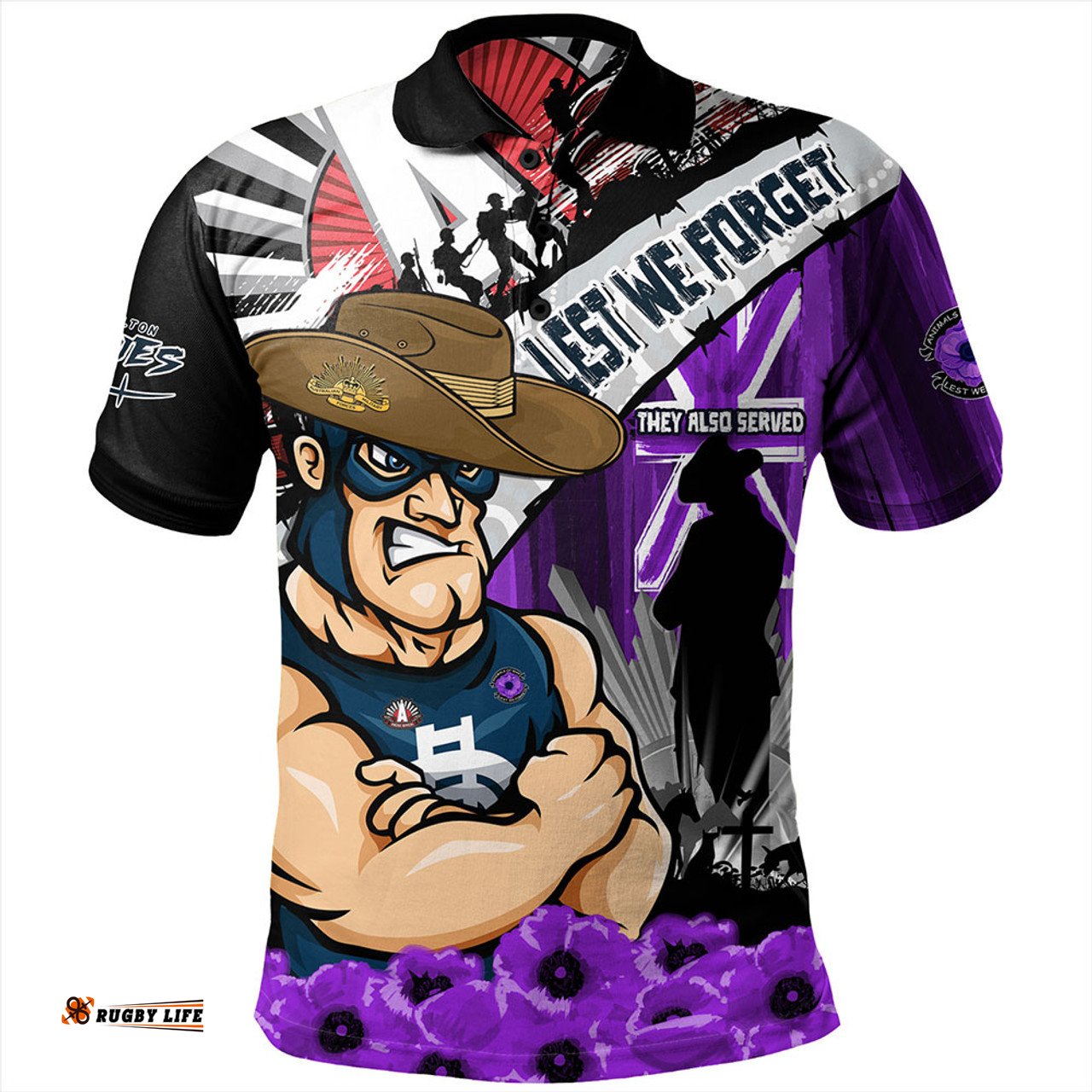 Amazing Aussie Carlton ANZAC Day Honor Purple Valor And Spirit Polo Shirt