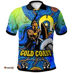 Amazing Aussie Gold Coast Titans Naidoc Custom Naidoc Week and Torres Strait Island with Aboriginal Inspired Dot Painting Style Polo Shirt