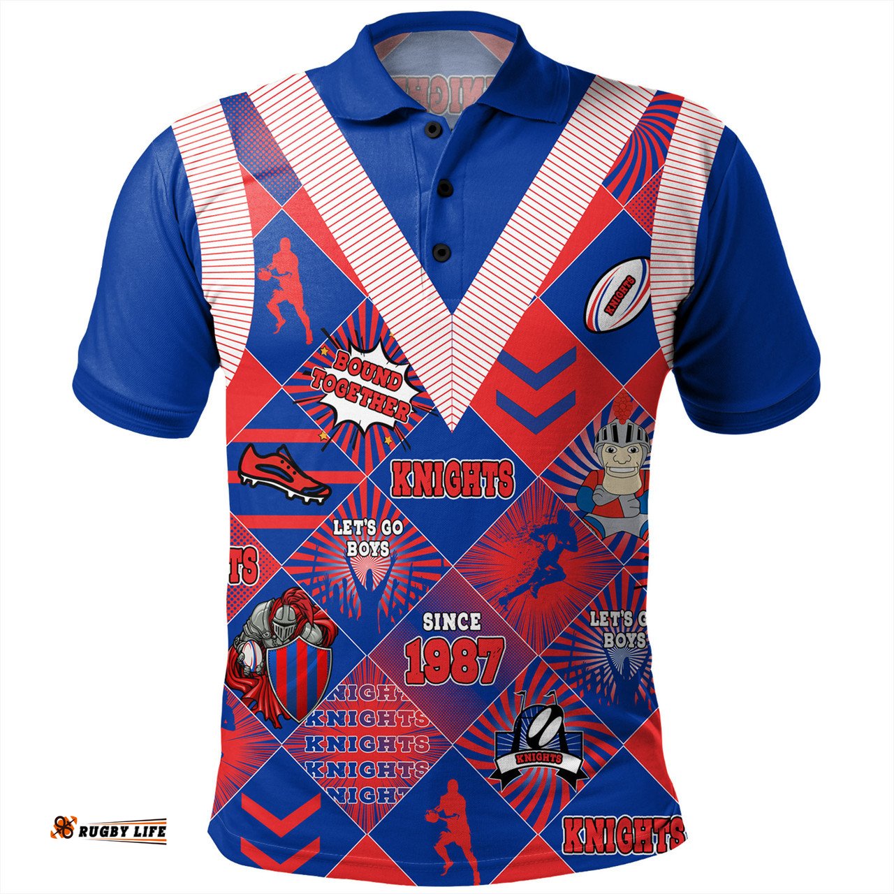 Amazing Aussie Newcastle Knights Sport Argyle Patterns Style Tough Fan Rugby For Life Polo Shirt