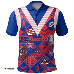 Amazing Aussie Newcastle Knights Sport Argyle Patterns Style Tough Fan Rugby For Life Polo Shirt