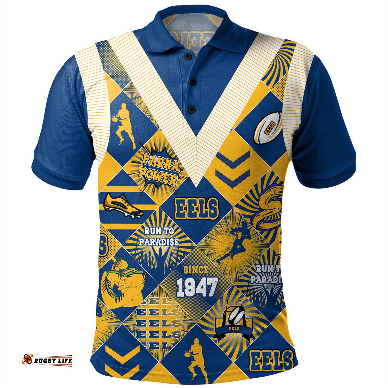 Amazing Aussie Parramatta Eels Sport Argyle Patterns Style Tough Fan Rugby For Life Polo Shirt