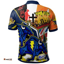 Amazing Aussie North Queensland Cowboys Custom Remembrance Cowboys Anzac Quote With Poppy And Rosemary Polo Shirt