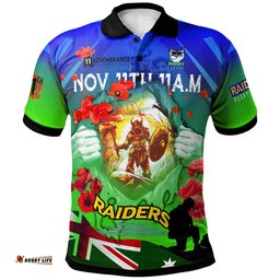 Amazing Aussie Canberra Raiders Custom Canberra Raiders Remembrance Day Lest We Forget Poppies Polo Shirt