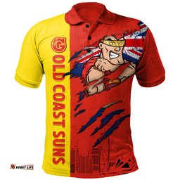 Amazing Aussie Gold Coast SUNS Burning Passion Of Power Scratch Style Polo Shirt