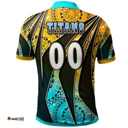 Amazing Aussie Gold Coast Titans Custom Gold Coast Titans Ball Aboriginal Inspired Style Personalised Player And Number Polo Shirt
