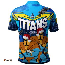 Amazing Aussie Gold Coast Titans Christmas Custom Gold Coast Titans Aboriginal Inspired Summer Vibes Christmas Polo Shirt
