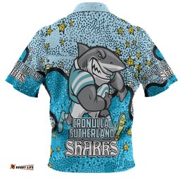 Amazing Aussie Cronulla Sutherland Sharks Custom Team With Dot And Star Patterns For Tough Fan Polo Shirt