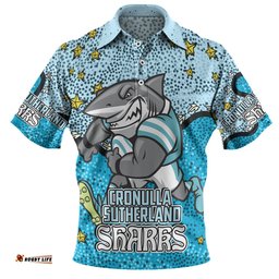 Amazing Aussie Cronulla Sutherland Sharks Custom Team With Dot And Star Patterns For Tough Fan Polo Shirt