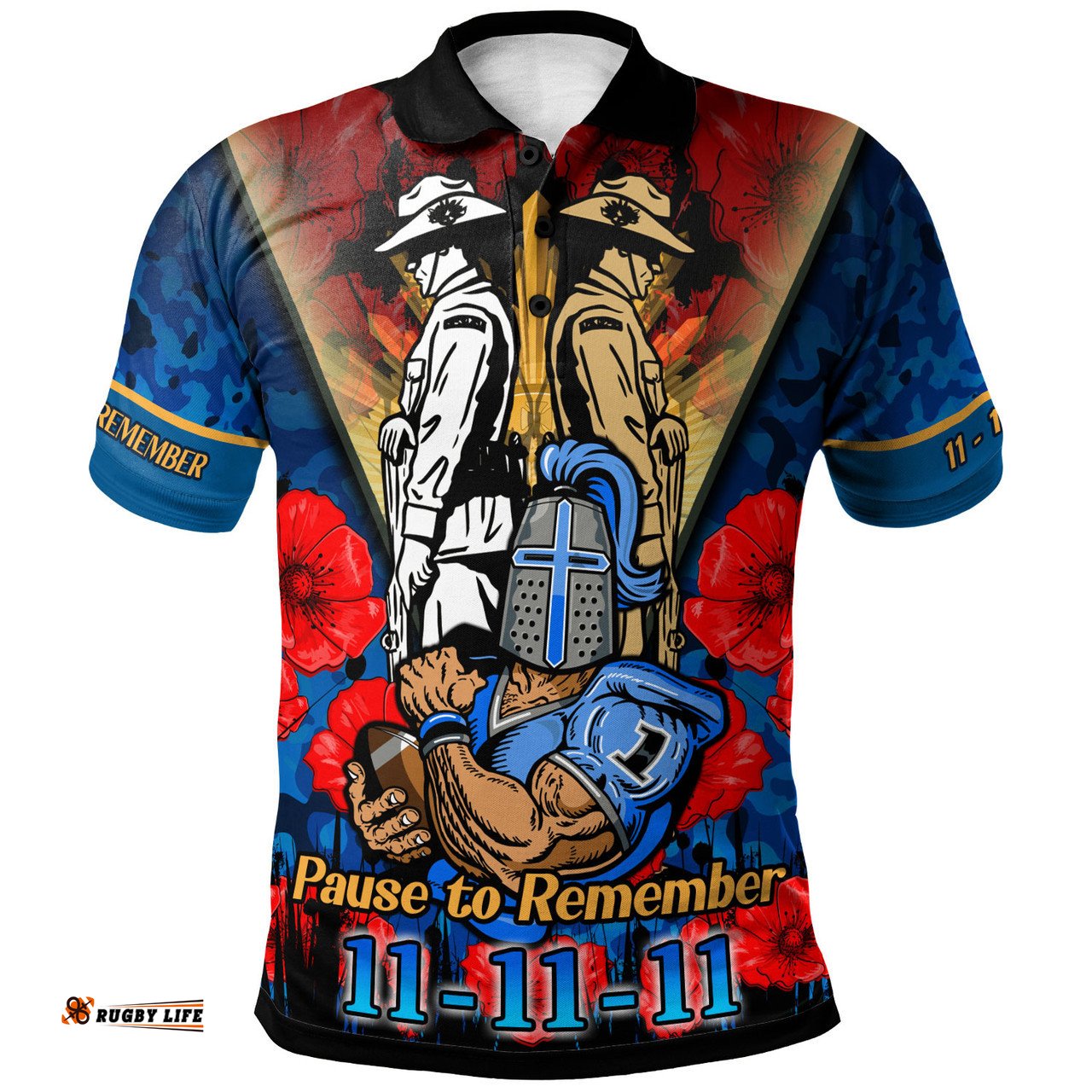 Amazing Aussie Gold Coast Titans Custom Remembrance Day Pause To Remember Polo Shirt