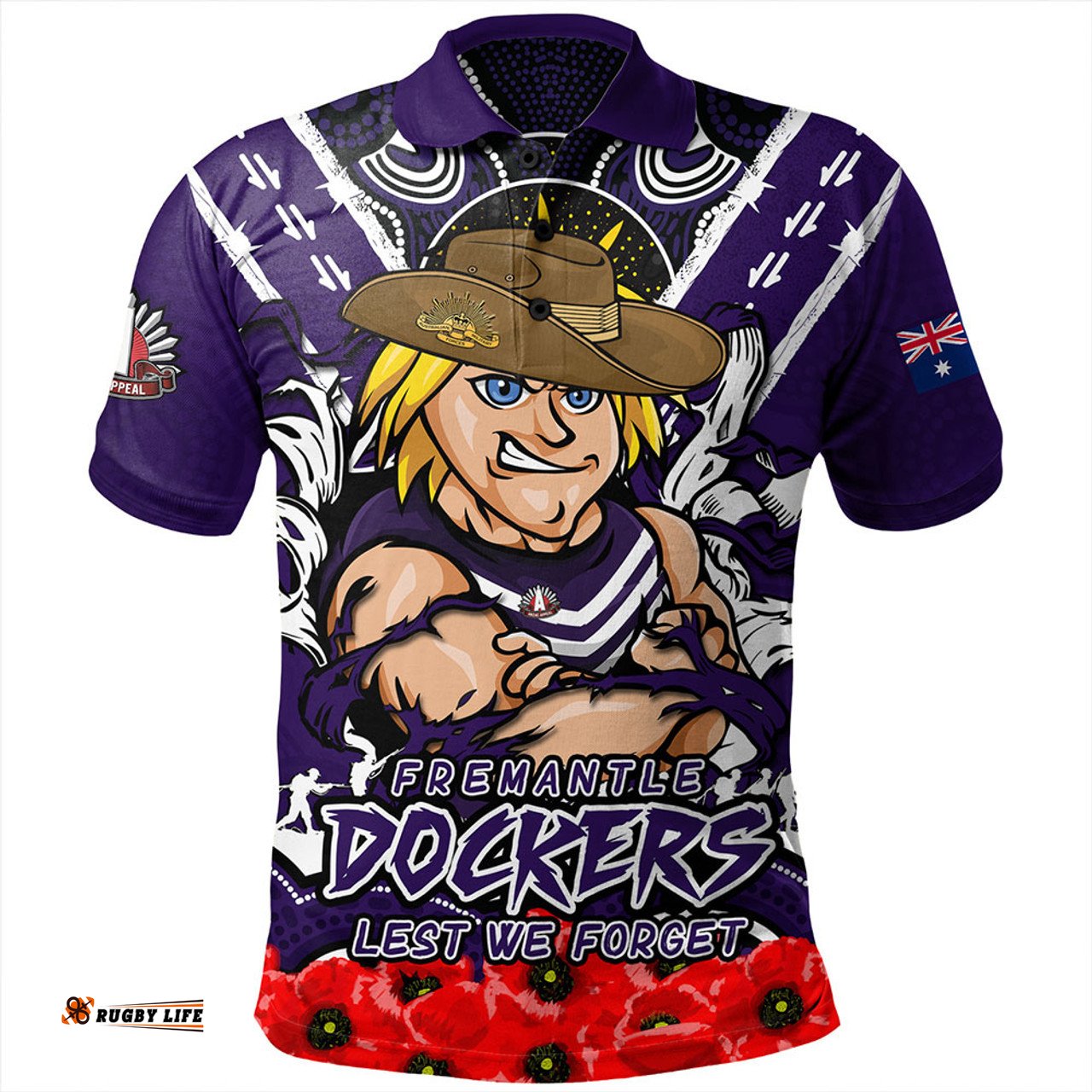 Amazing Aussie Fremantle Ripped Legacy Of The Game The ANZAC Spirit Lives On Polo Shirt