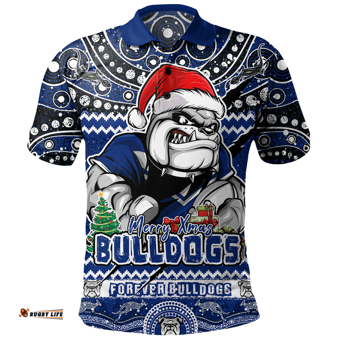 Amazing Aussie Canterbury Bankstown Bulldogs Aboriginal Xmas Special Ugly Christmas Style Polo Shirt
