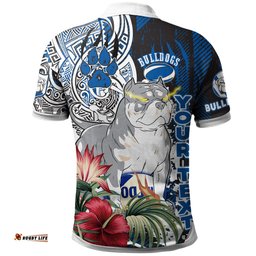 Amazing Aussie Australia Canterbury Bankstown Polynesian Custom Super Canterbury Bankstown With Polynesian Tribal Pattern And Hibiscus Flower Polo Shirt